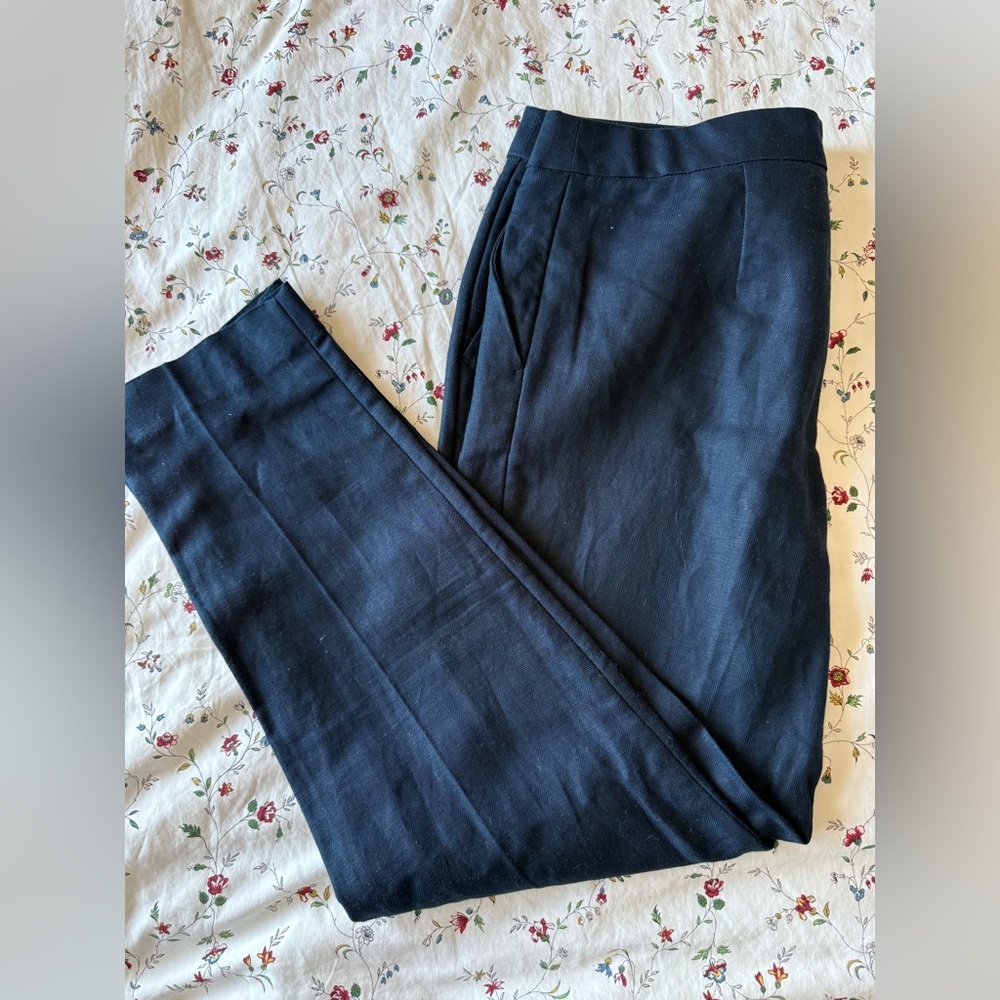 H&M Dark Blue Linen Trousers Size 6